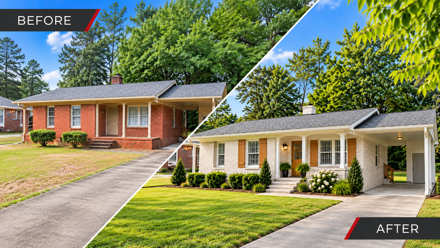 205 Bunche Drive renovation before and after